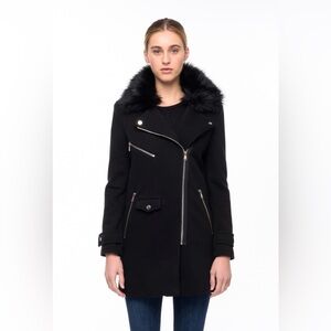 John + Jenn Wilbur Caviar Faux Fur Collar Coat